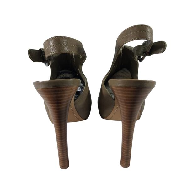 LUMIANI! TAUPE BROWN/GRAY VEGAN LEATHER STILETTO, PLATFORM, PEEP TOE HEELS! 10M - Picture 7 of 11